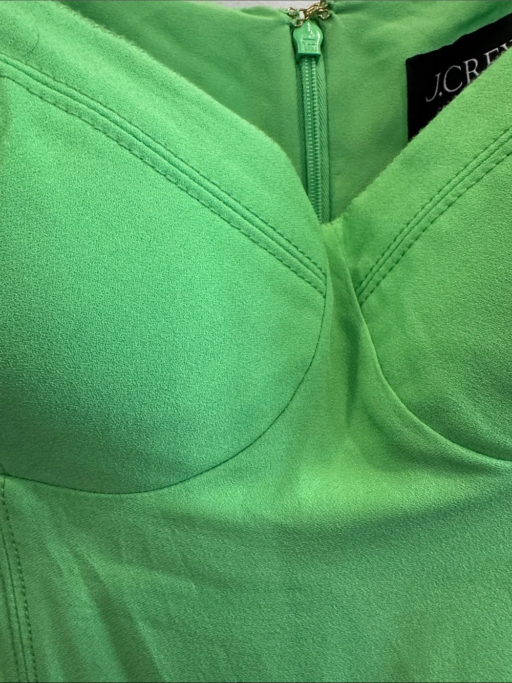 J. Crew Bright Green Bustier Midi Slip Dress